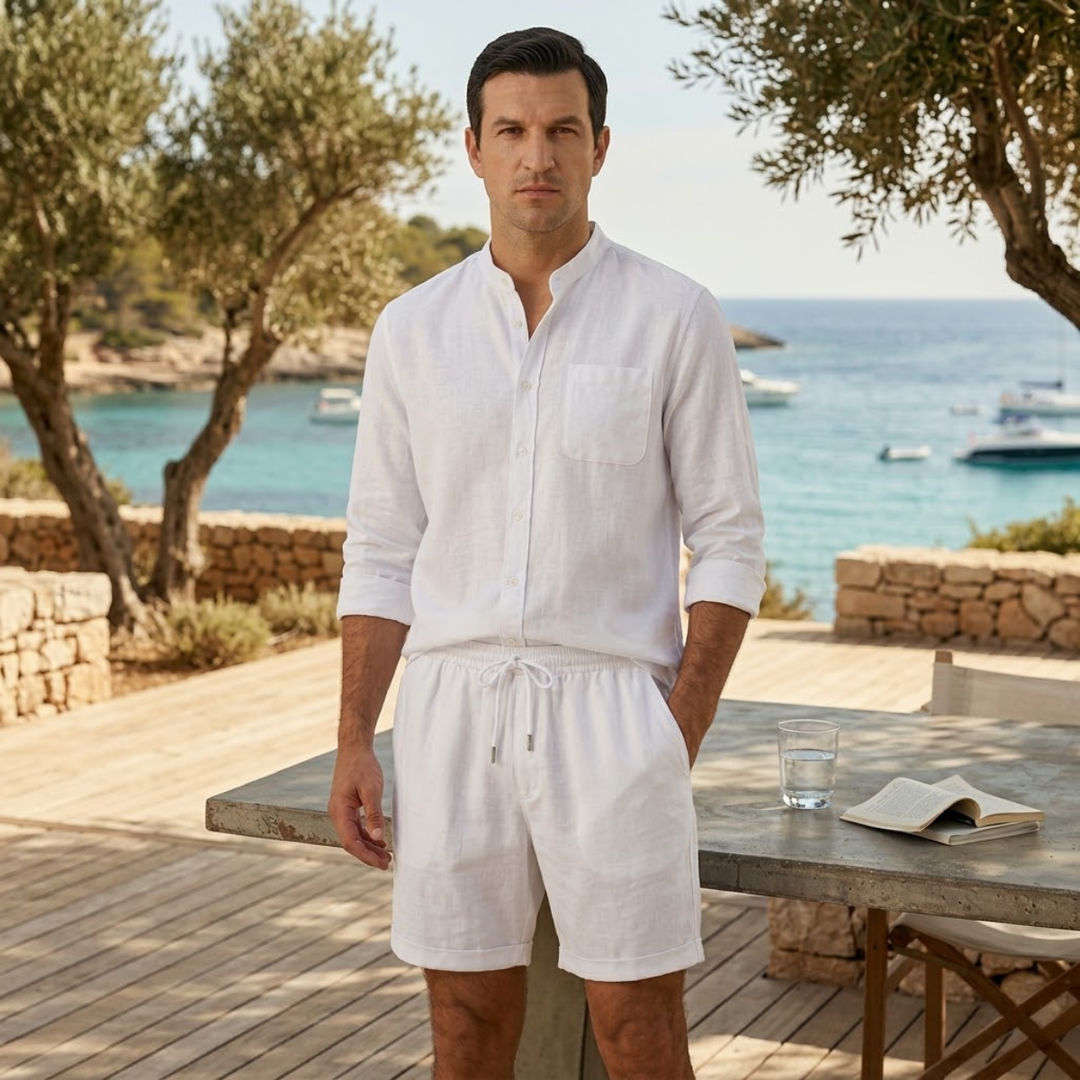 The Glenbrook Park Men’s Cotton Linen Set – Shirt & Shorts