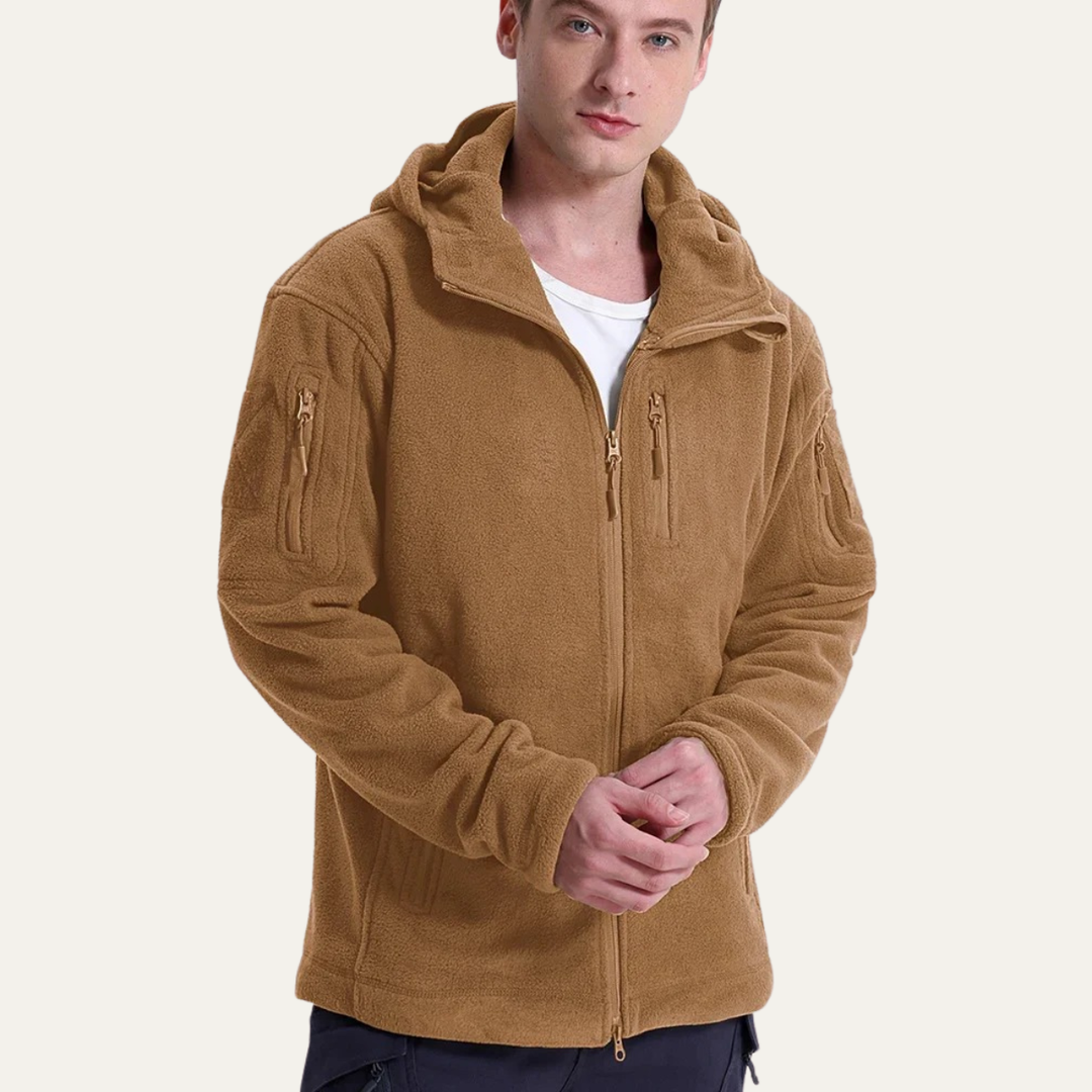 The Pitigliano Men’s Warm Tactical Fleece Jacket with Hood and Multi Pockets