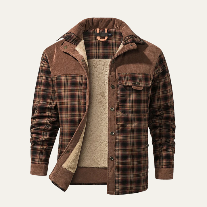 The Montefalco Men’s Casual Plaid Flannel Jacket with Multi Pocket