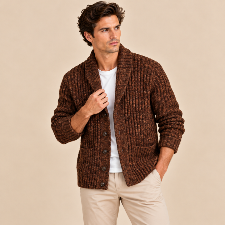 The Montpellier Men’s Chunky Knit Shawl Collar Cardigan
