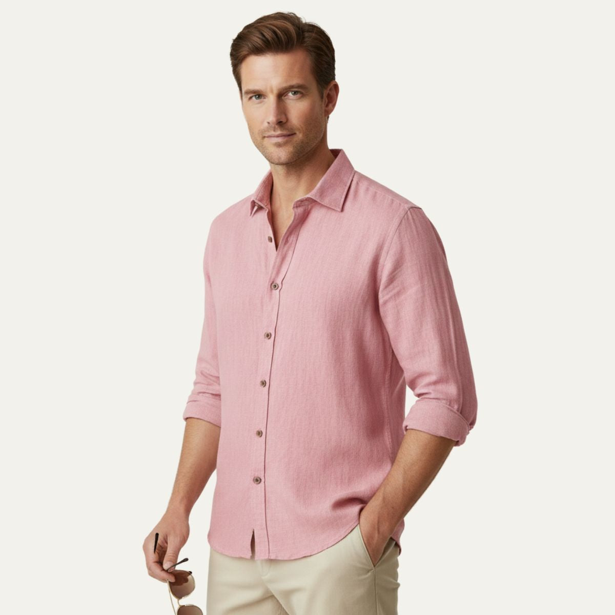 The Zurich Vintage Long Sleeve Linen Shirt for Men
