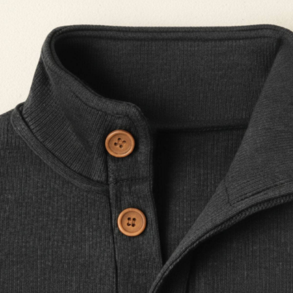 The Waldorf Men’s Gray Luxury Button Neck Knit Sweater