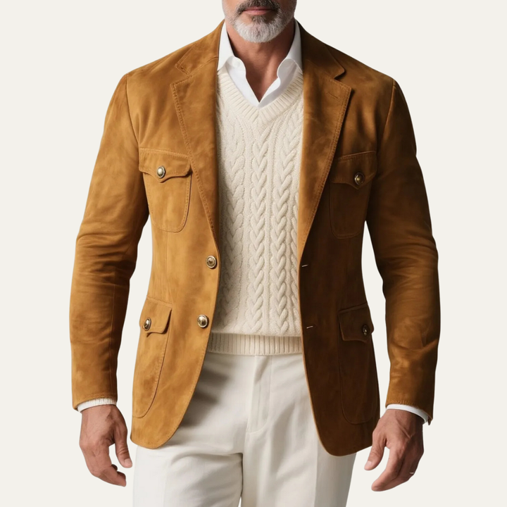 The Porto Cesareo Men’s Lightweight Suede Casual Blazer Jacket