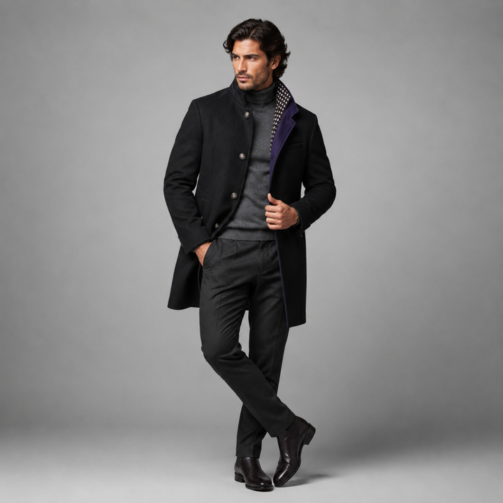 The Brookstone Men’s Elegant Classic Wool Coat with Quilted Lining