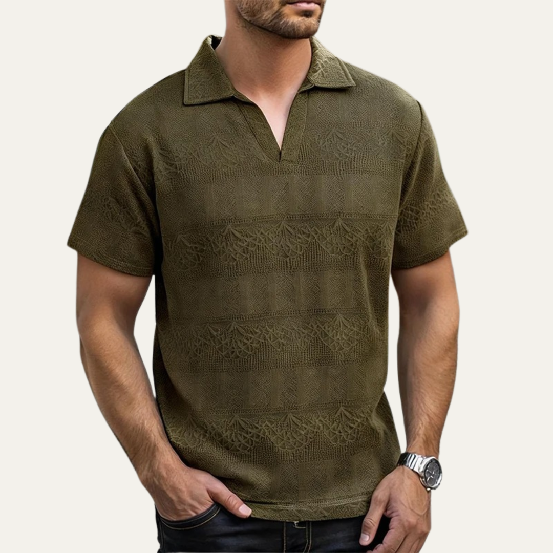 The Maplewood Ridge Men’s V Neck Breathable Knitted Polo Shirt