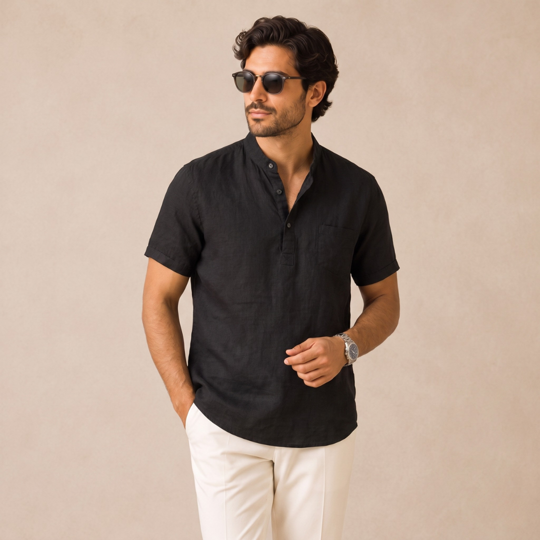 The Edinburgh Men’s Lightweight Cotton Linen Henley Shirt
