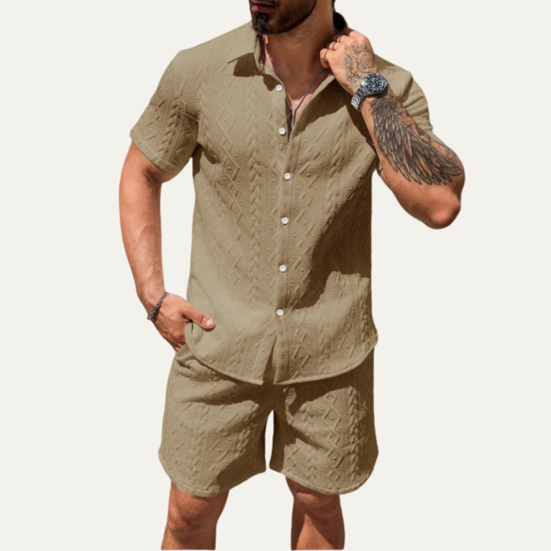 The Willowgate Ridge Men’s Knitted Summer Co Ord Set Shirt & Shorts