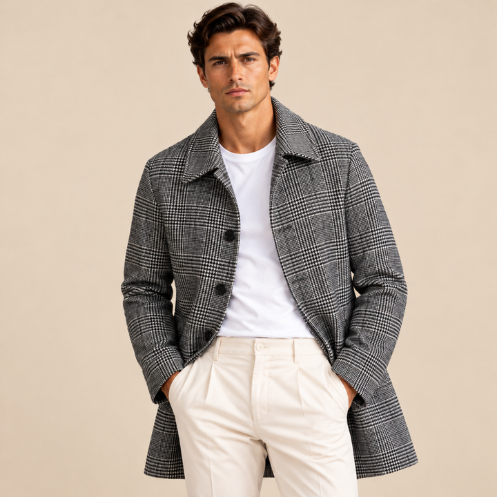 Men's Wool Blend Overcoat Charcoal Down Insulated