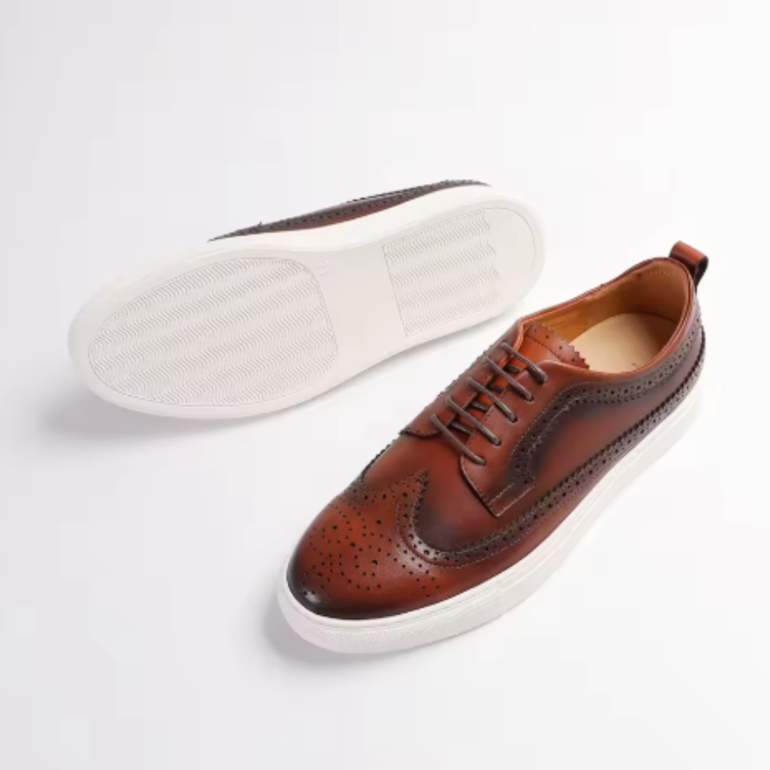 The Barcelona Men’s Cowhide Leather Brogue Sneakers