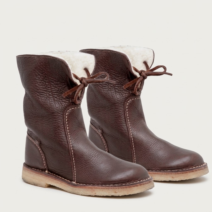 Women's Black Leather Waterproof Winter Boots