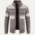 The Carovigno Men’s Knitted Zip Cardigan with Patterned Design and Stand Collar