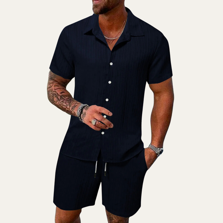 The Meadowhill Men’s Breathable Trendy Summer Set – Shirt & Shorts