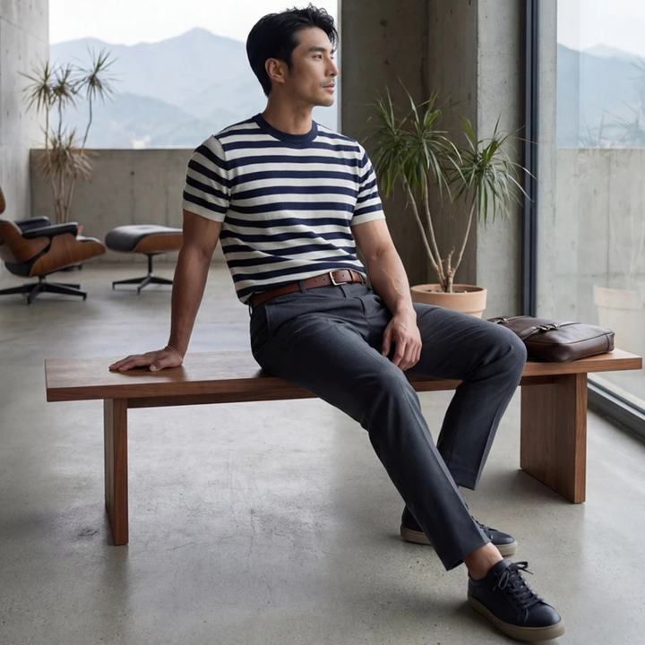 The Porto Cesareo Men’s Striped Cashmere Knit T Shirt