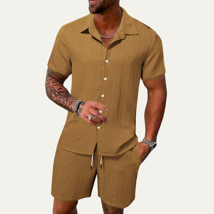 The Glenhaven Falls Men’s Breathable Soft Summer Set – Shirt & Shorts