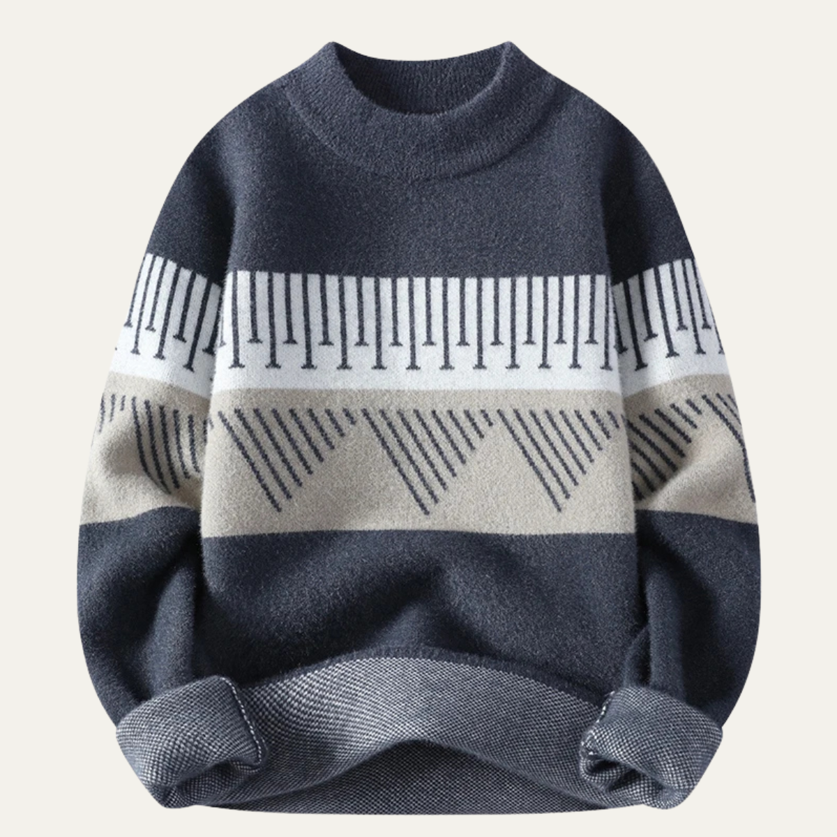 The Treviso Men’s Warm Winter Pattern Cashmere Sweater – Blue