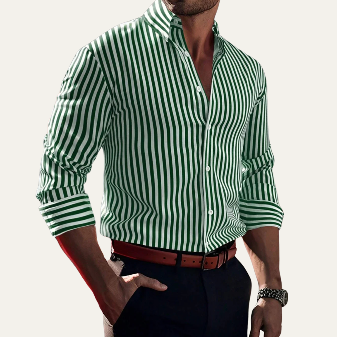 The Piacenza Men’s Casual Button-Down Printed Striped Shirt