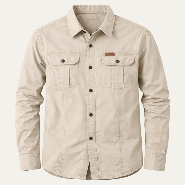 The Cedarfield Men’s Solid Color Multi Pocket Soft Cargo Shirt
