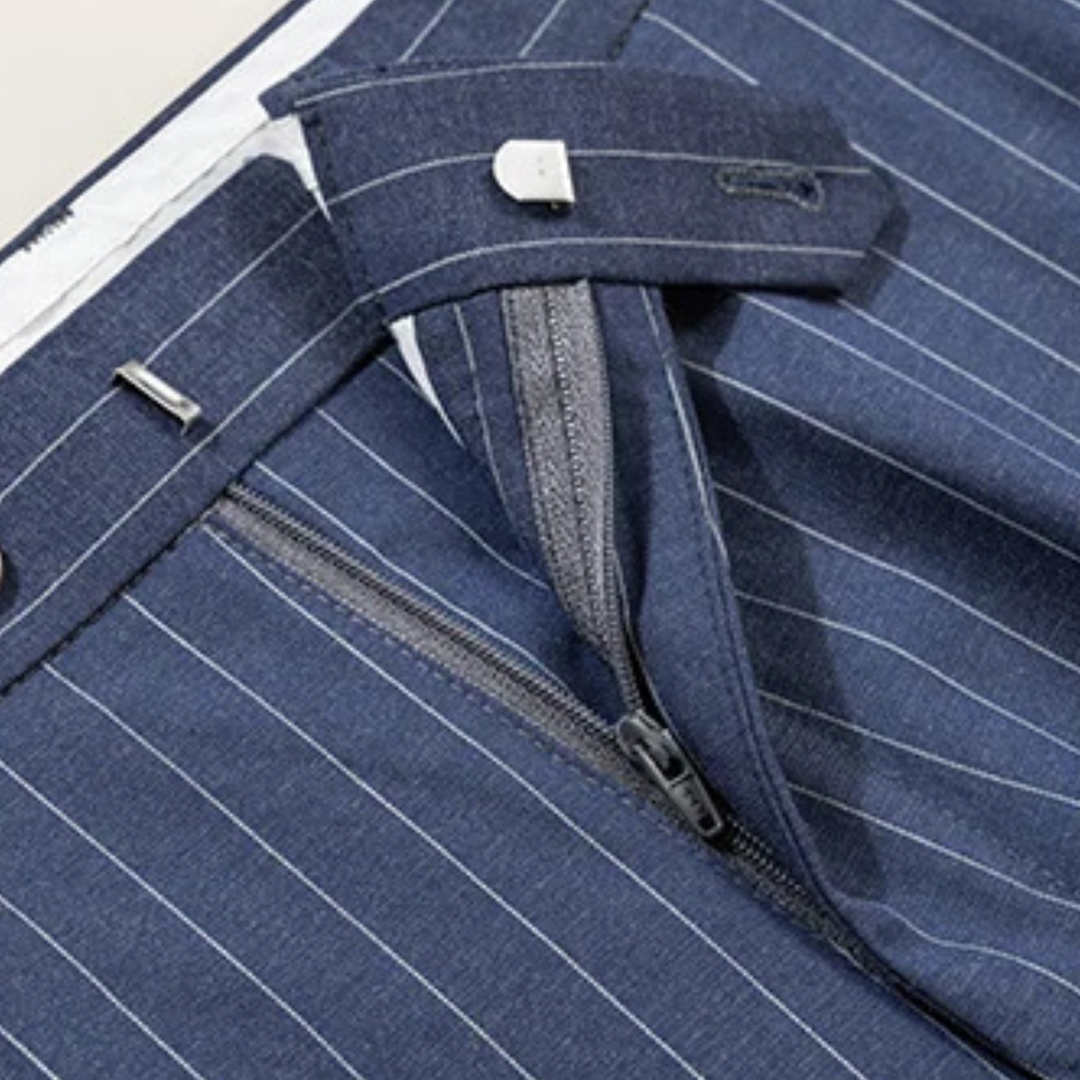The Belleford Men’s Classic Pinstripe Suit – Elegant Double Breasted 2 Piece