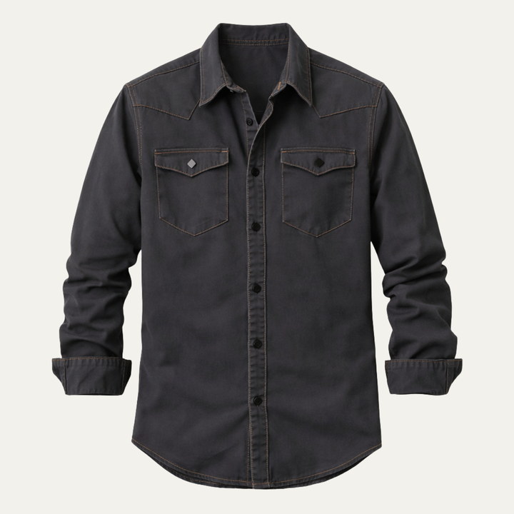 The Glenwood Court Men’s Vintage Dark Gray Denim Shirt