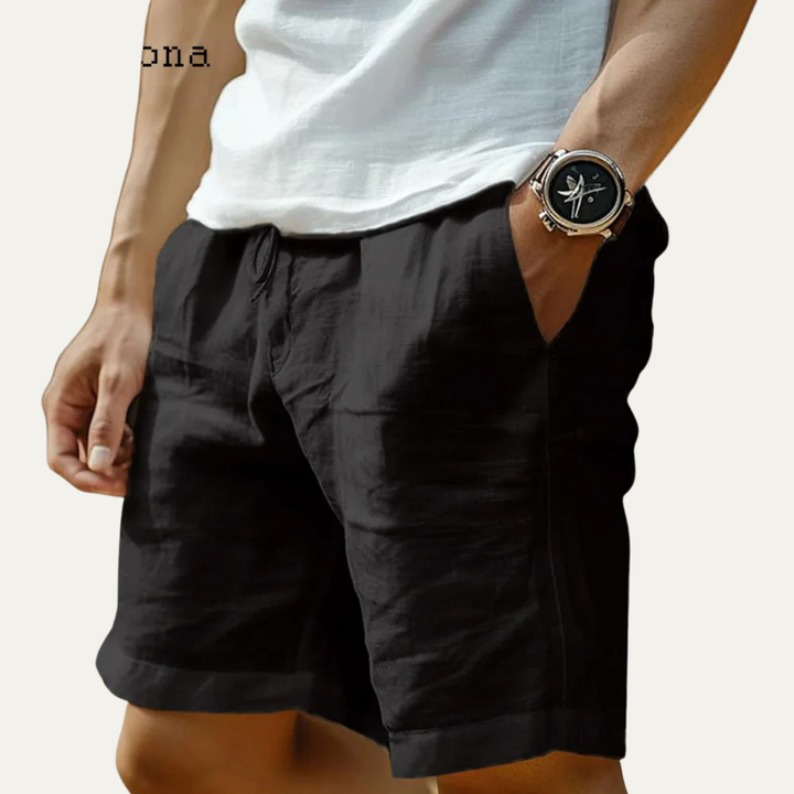 The Glenmore Lane Men’s Elastic Waist Linen Shorts with Pockets