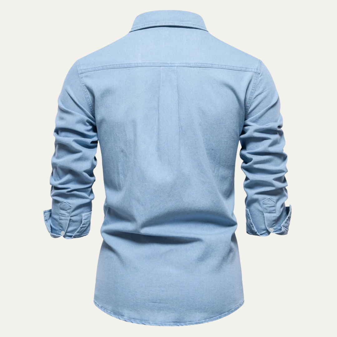 The Crestfall Ridge Men’s Slim Fit Denim Shirt with Double Pockets