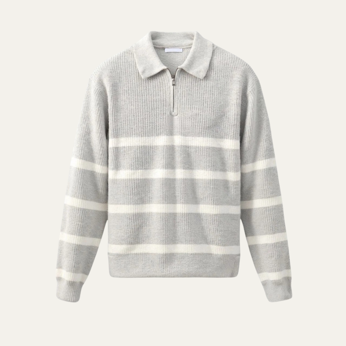 The Woodstock Men's Half Zip Striped Knit Sweater