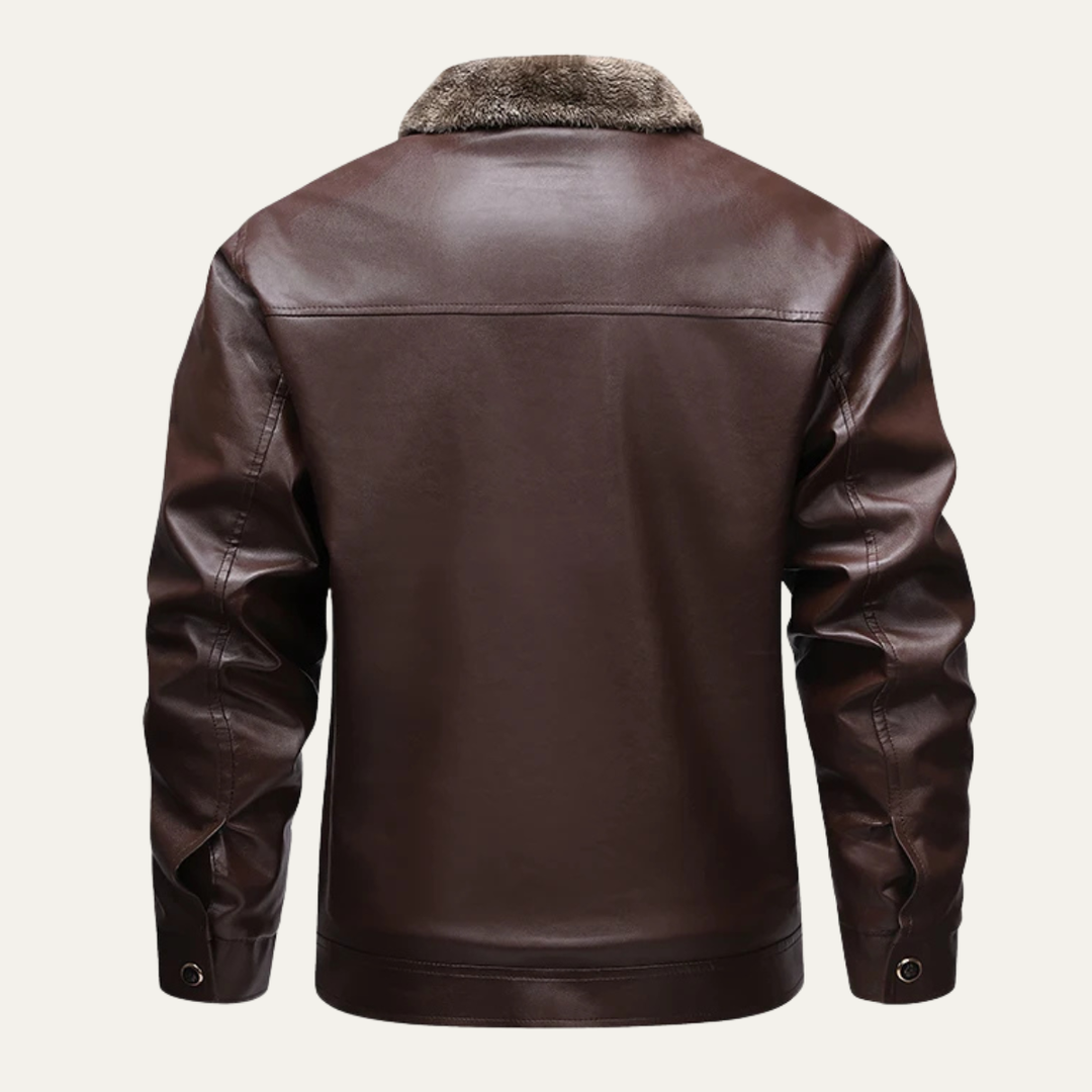 The Bologna Men's Retro Fleece Lined Leather Biker Jacket