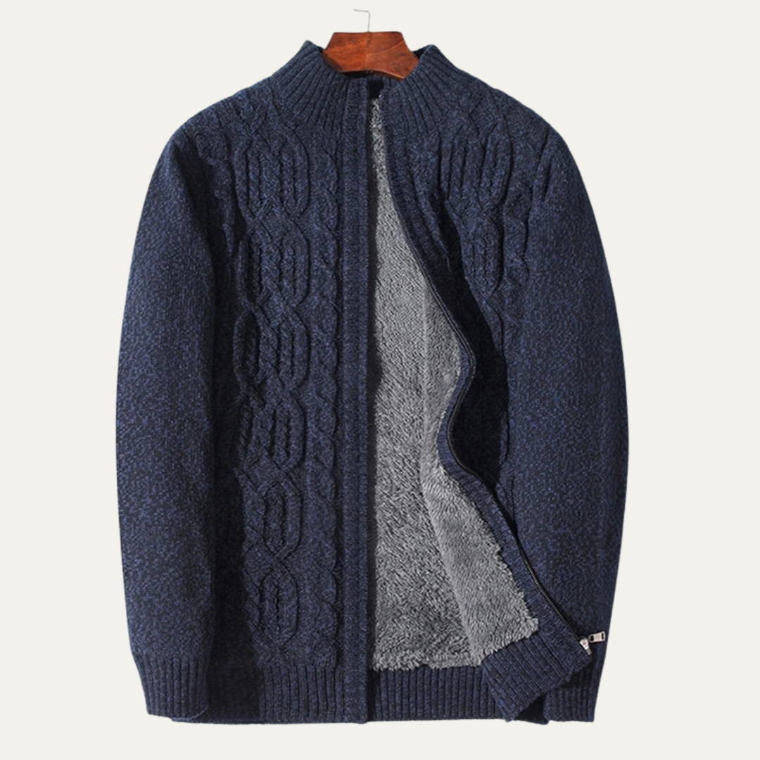 The Wentworth Men’s Thick Wool Fleece Cardigan – Warm Knit Cashmere