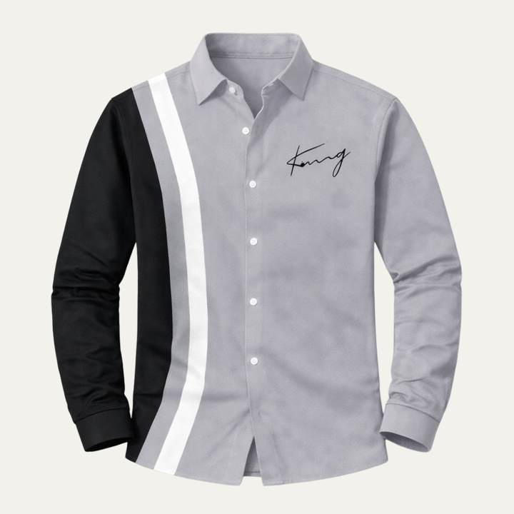 The Manarola Men’s Casual Color Block Striped Dress Shirt