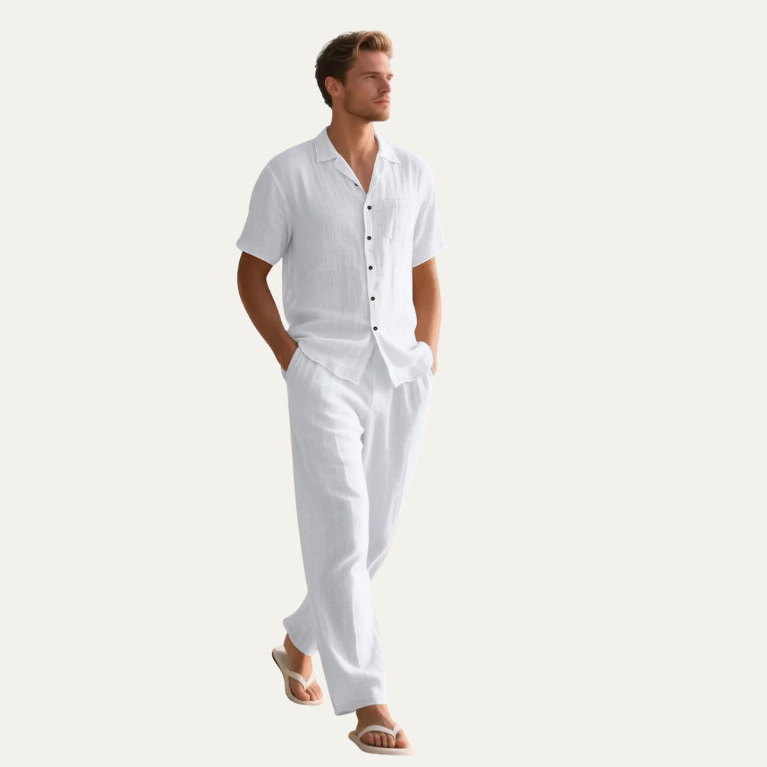 The Brookcrest Ridge Men’s Cotton Casual Summer Set – Shirt & Pants