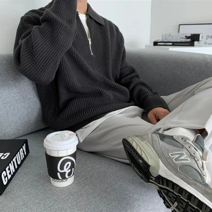 The Siena Men's Half Zip Knit Ribbed Sweater