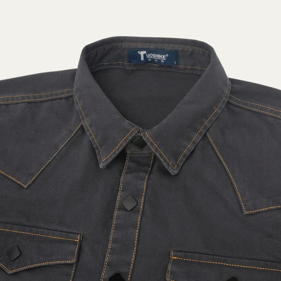 The Glenwood Court Men’s Vintage Dark Gray Denim Shirt