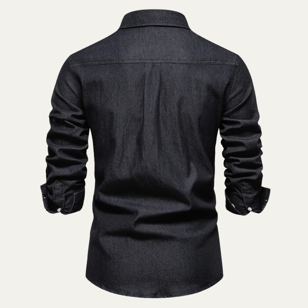 The Crestfall Ridge Men’s Slim Fit Denim Shirt with Double Pockets