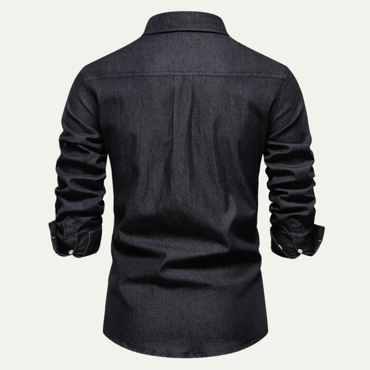The Crestfall Ridge Men’s Slim Fit Denim Shirt with Double Pockets