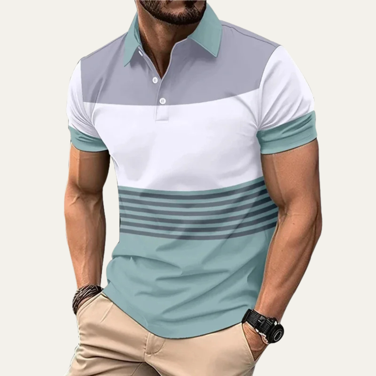 The Bergamo Men’s Casual Color Block Summer Polo Shirt