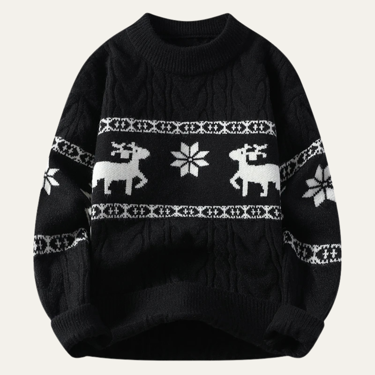 The Mantova Men’s Knitted Reindeer Christmas Knitted Sweater – Black