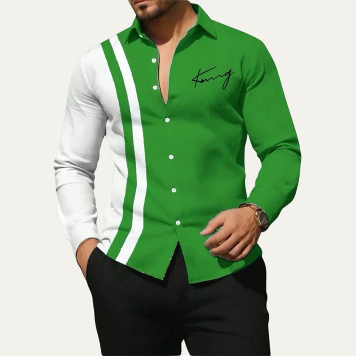 The Bellagio Men’s Lightweight Color Block Striped Dress Shirt