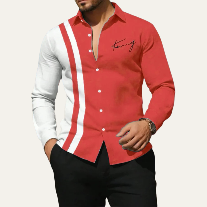 The Bellagio Men’s Lightweight Color Block Striped Dress Shirt