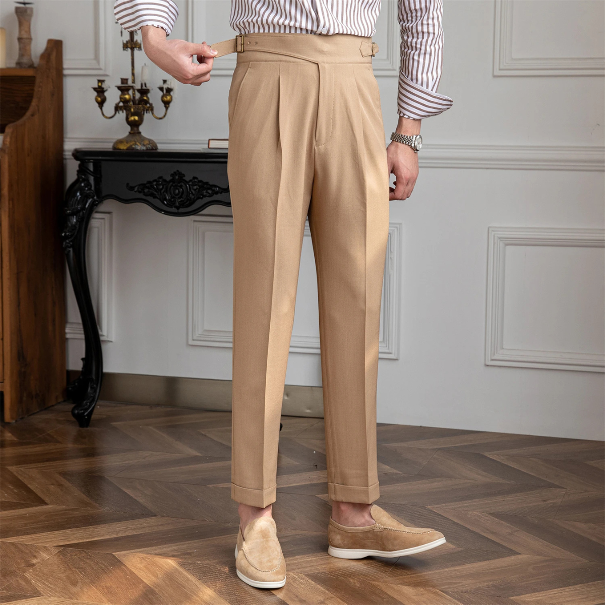The Westbury Men's High Waist Dress Pants – Slim Fit Straight Pants