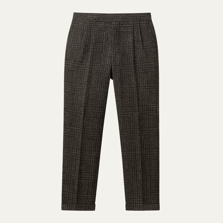 The Berrima Men’s Smart Casual Tweed Check Tailored Dress Pants – Black