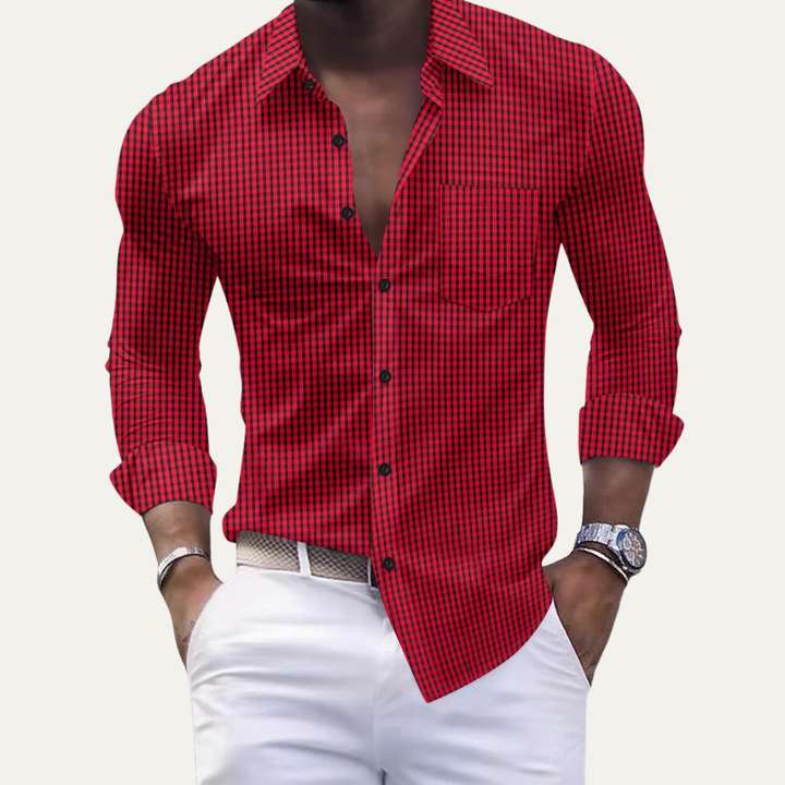 The Varenna Men’s Casual Button Down Checkered Dress Shirt
