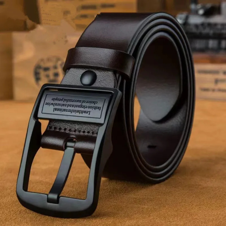 The Brighton Men’s Classic Metal Buckle Leather Cowhide Belt