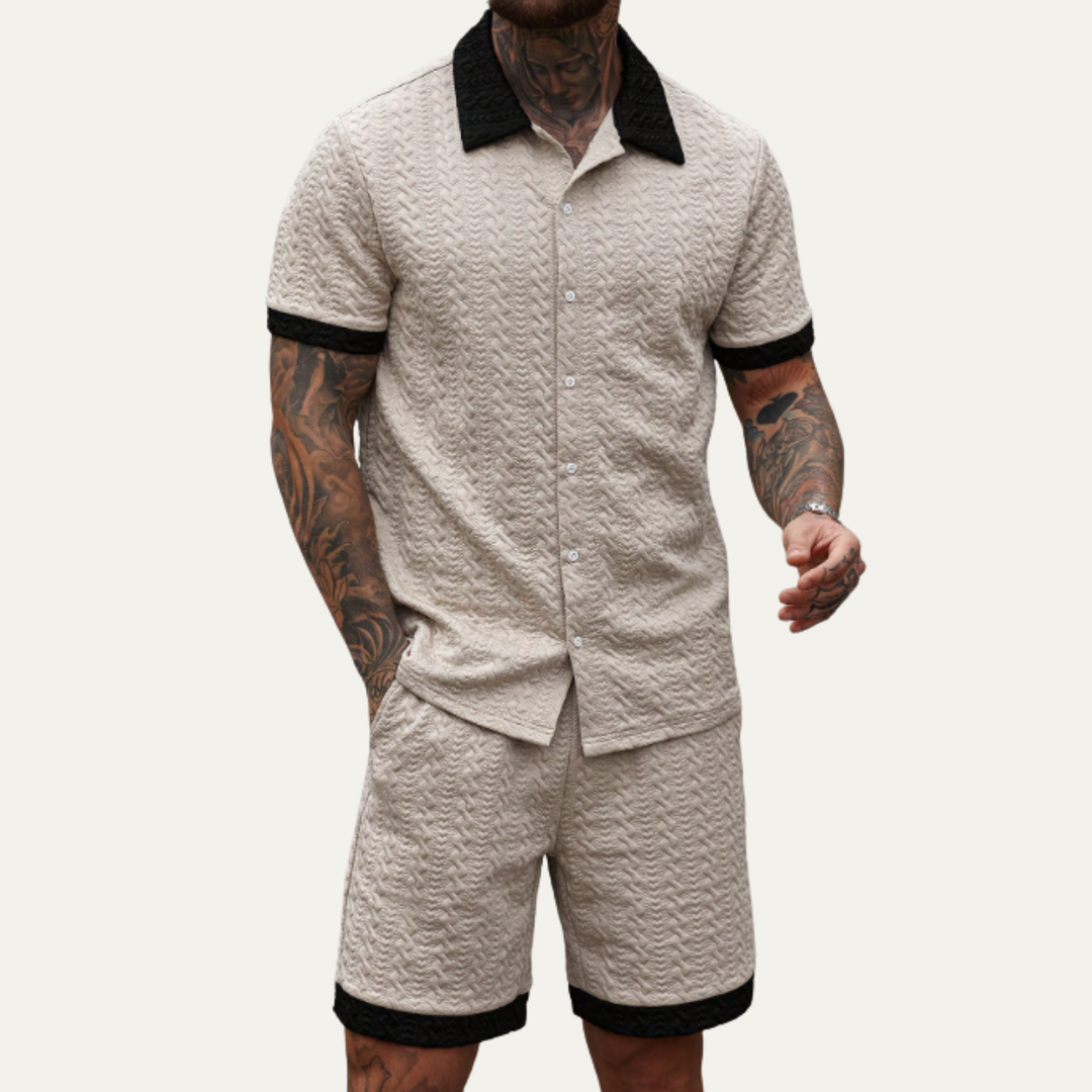 The Willowgate Ridge Men’s Knitted Summer Co Ord Set Shirt & Shorts