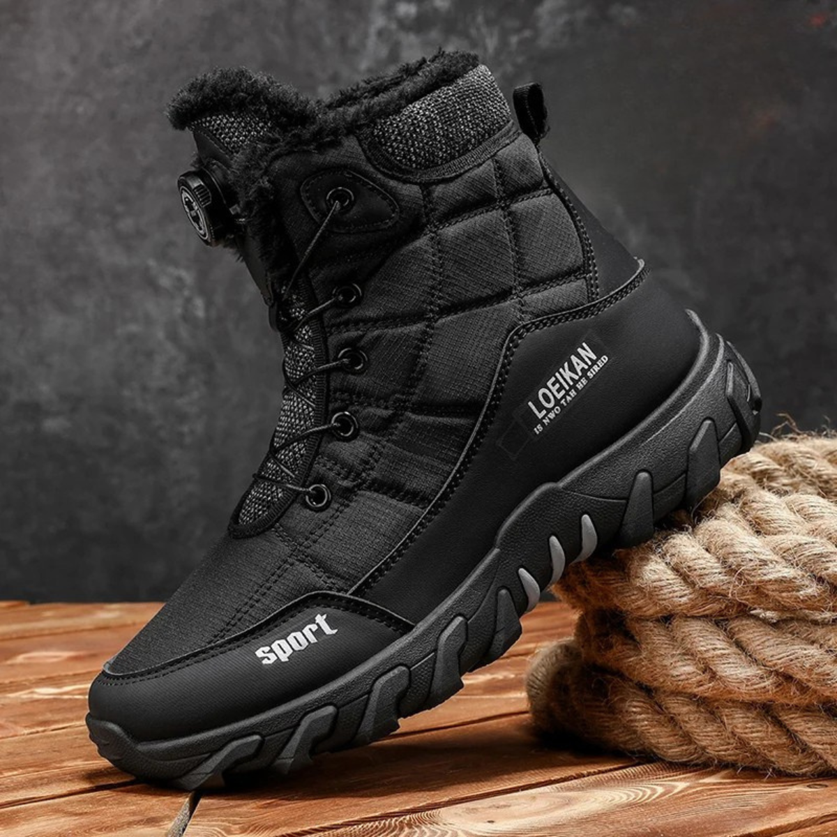 The Tivoli Men’s Warm Fur Lined Waterproof Lace Up Anti Slip Snow Boots