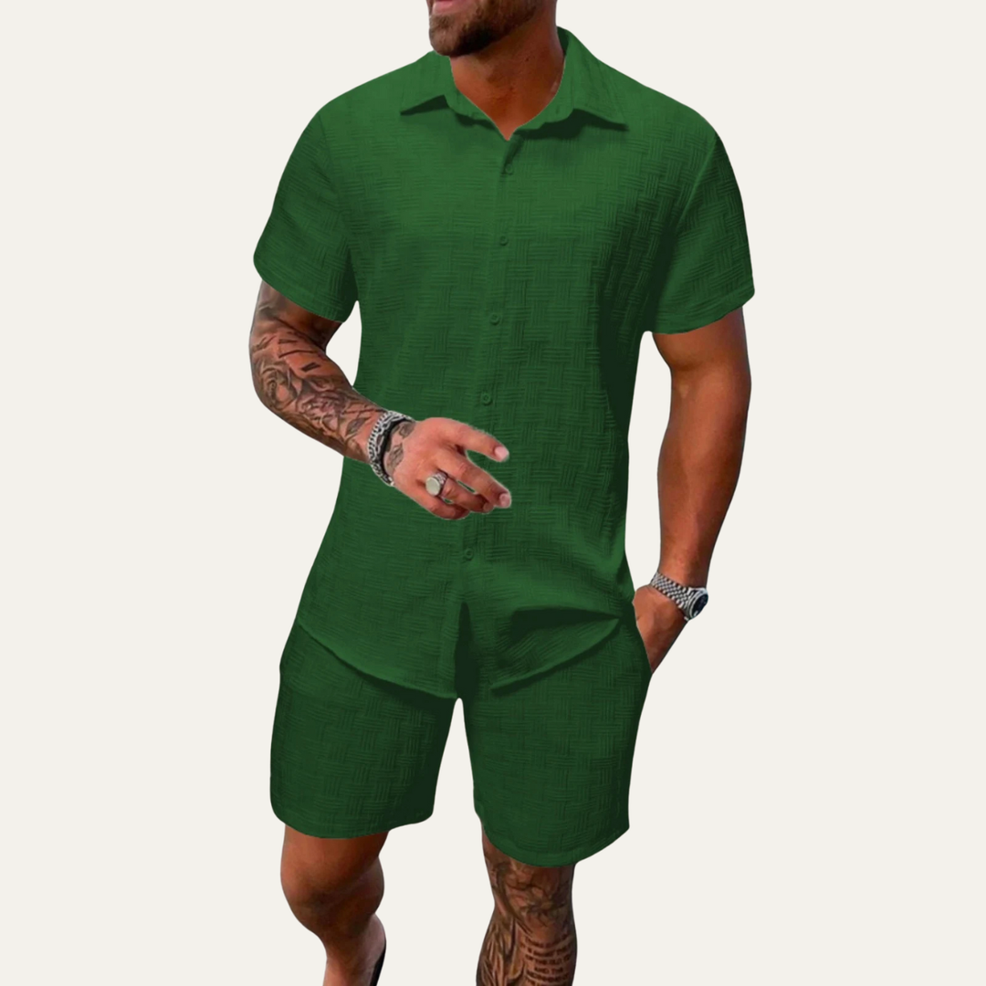 The Clearwater Men’s Casual Summer Button Up Shirt & Shorts Set