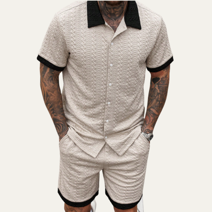 The Willowgate Ridge Men’s Knitted Summer Co Ord Set Shirt & Shorts
