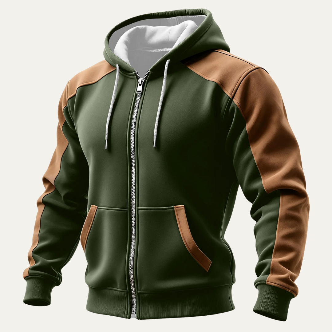 The Monterosso Men's Color Blocked Zipper Pocket Hooded Jacket