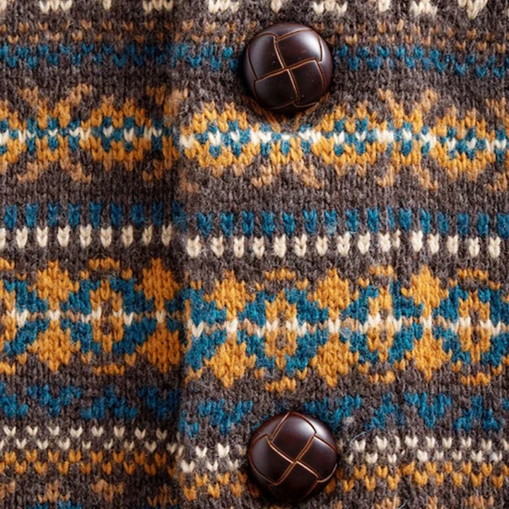 The Veneto Men’s Winter Shawl Collar Vintage Patterned Knit Cardigan