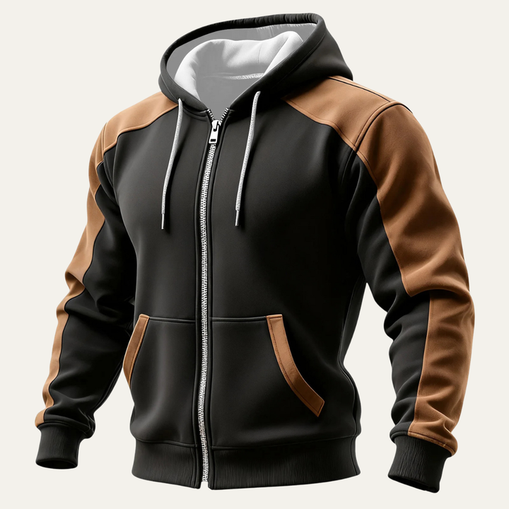 The Monterosso Men's Color Blocked Zipper Pocket Hooded Jacket