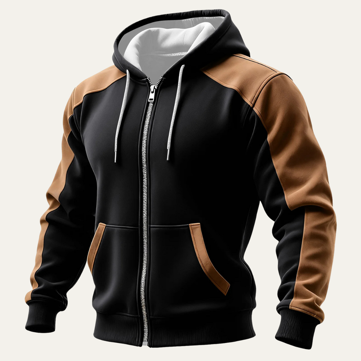 The Monterosso Men's Color Blocked Zipper Pocket Hooded Jacket